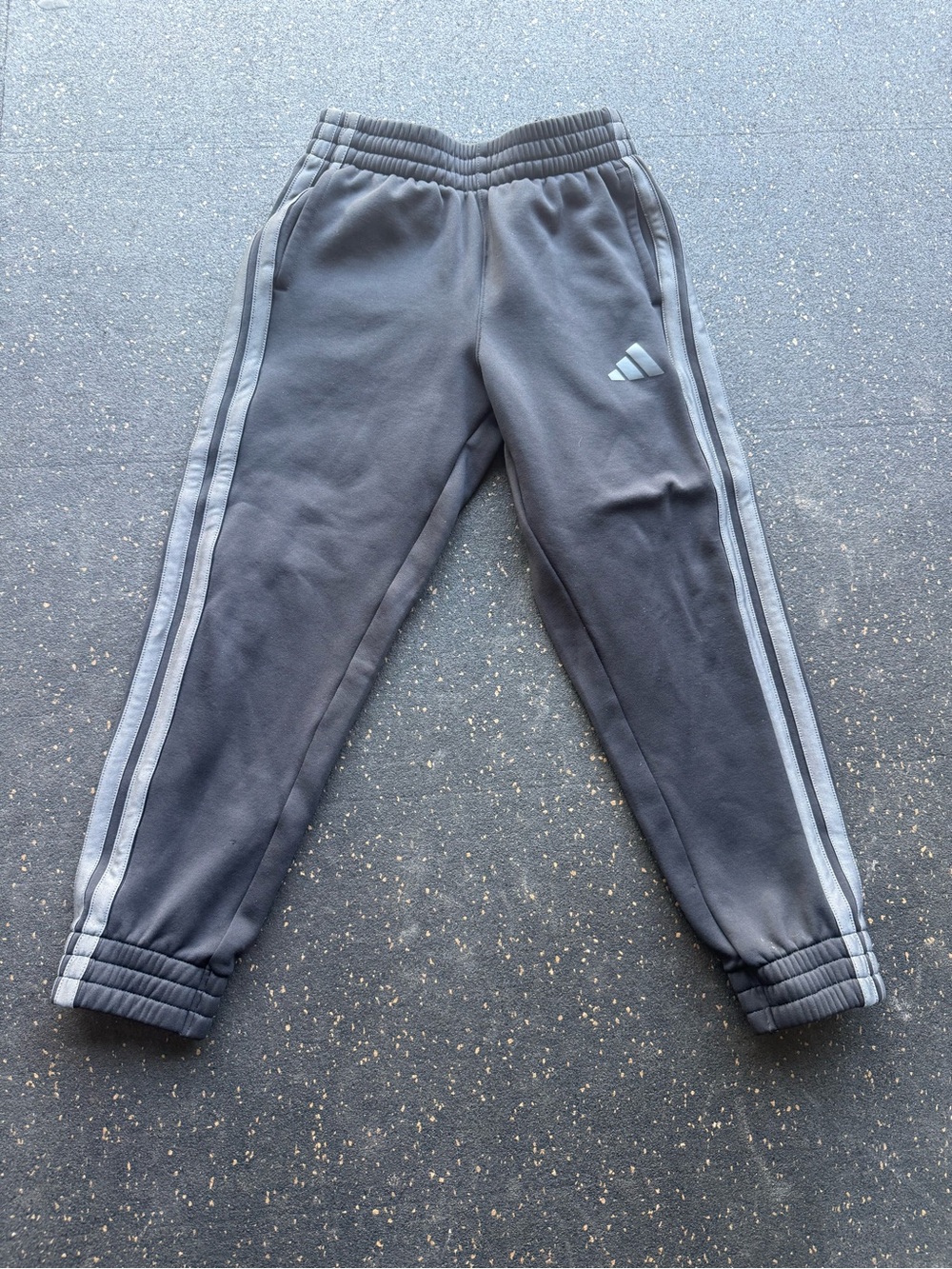 adidas Kids Charcoal Gray Joggers with Light Gray Stripes